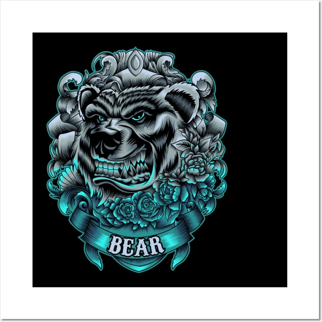 Angry Bear Illustration Wall Art by Marciano Graphic